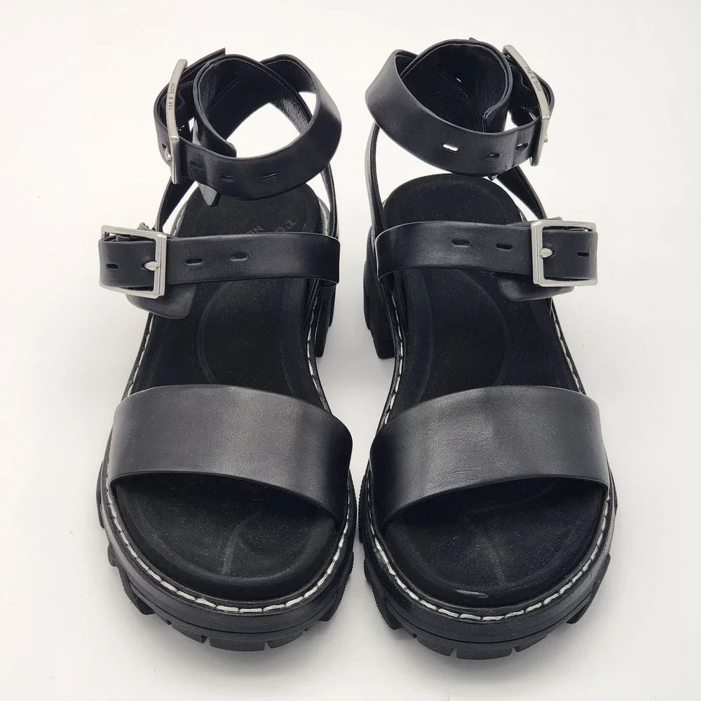 Rag & Bone Shiloh Leather Multi-Strap Sandals Black Size 38 EU - Picture 2 of 7